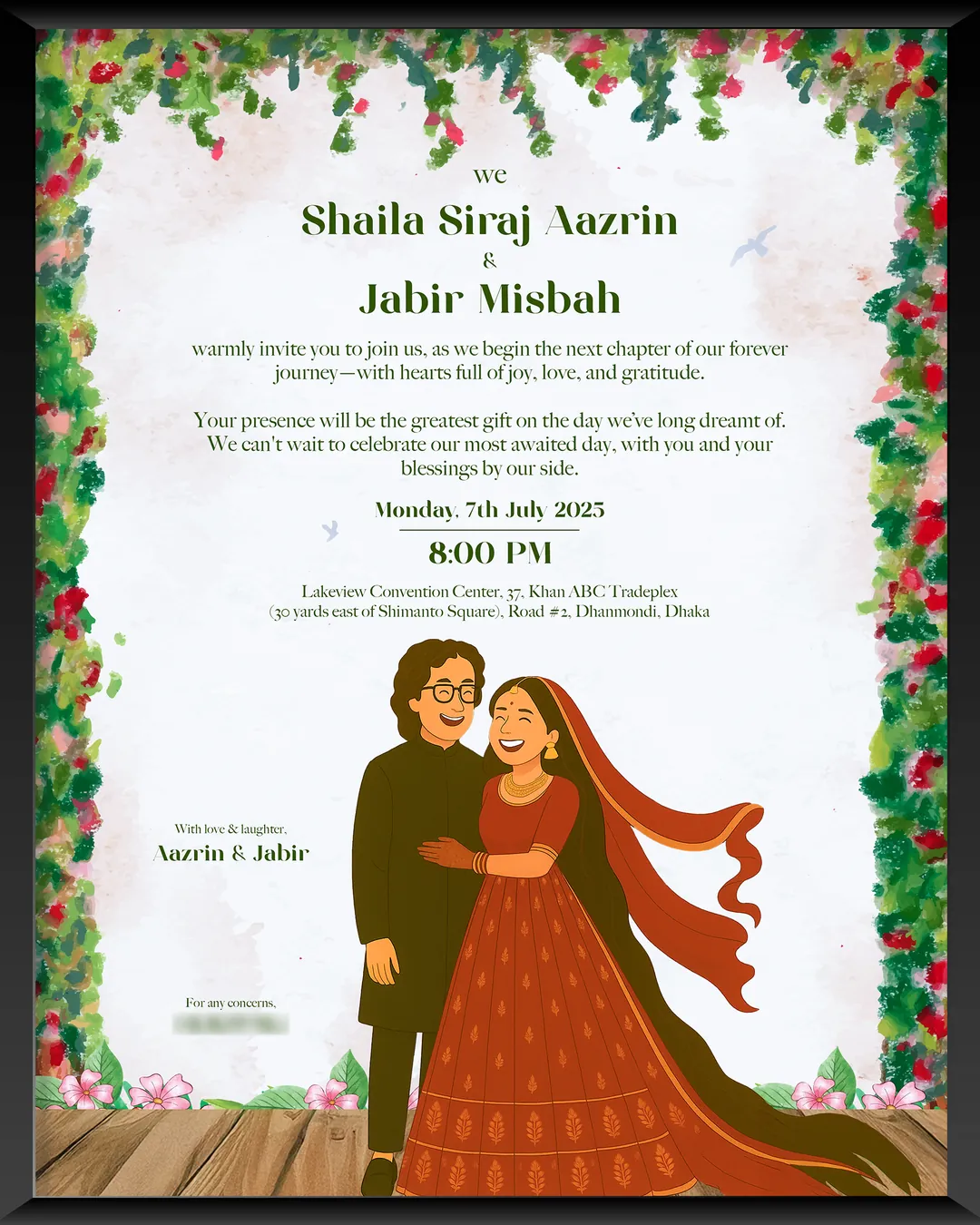 The Wedding poster in a black frame