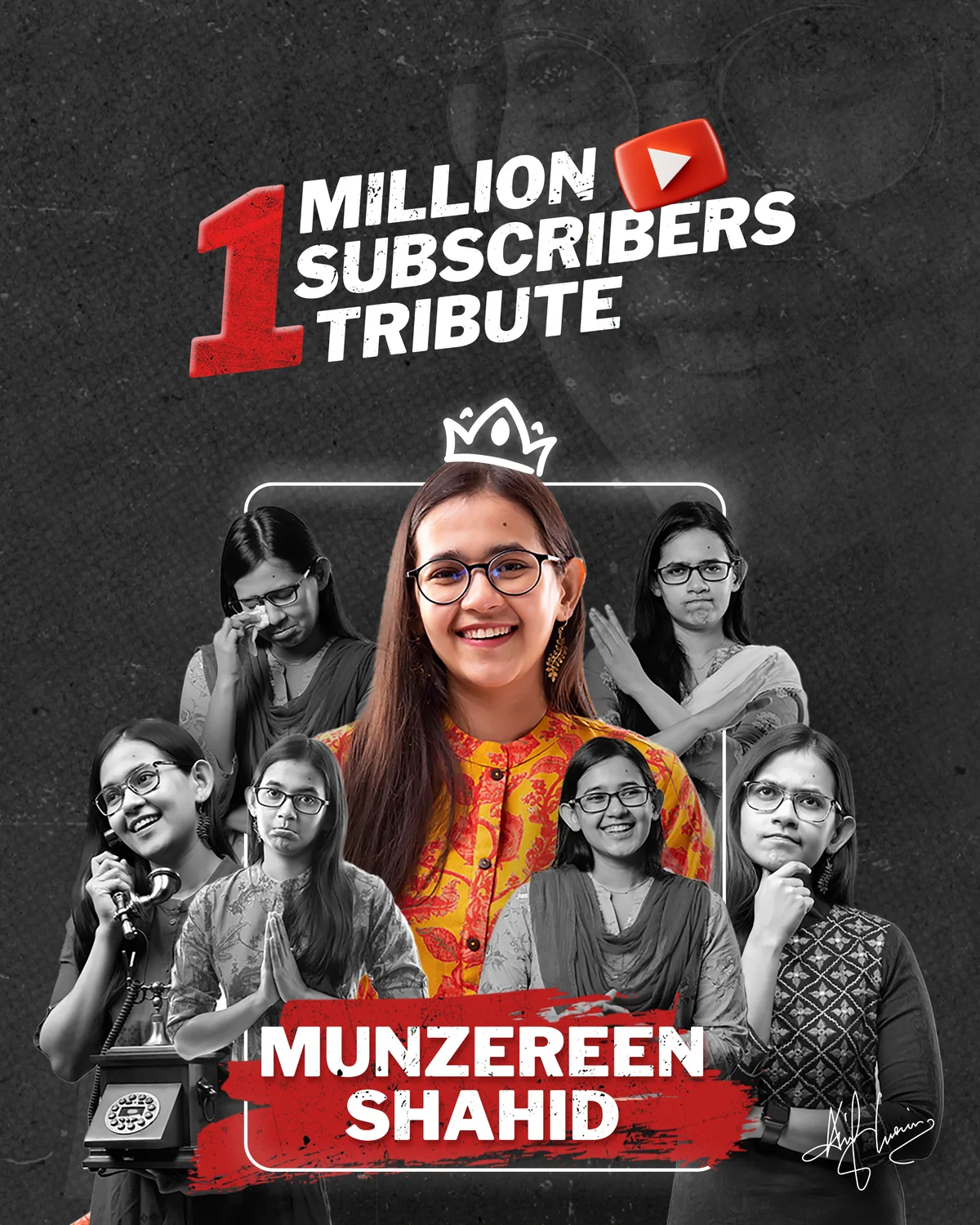 Key Visual Poster: 1 Million Subscribers Tribute for Munzereen Shahid