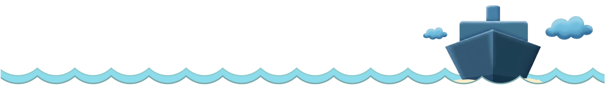 Illustration of a ship on ocean waves