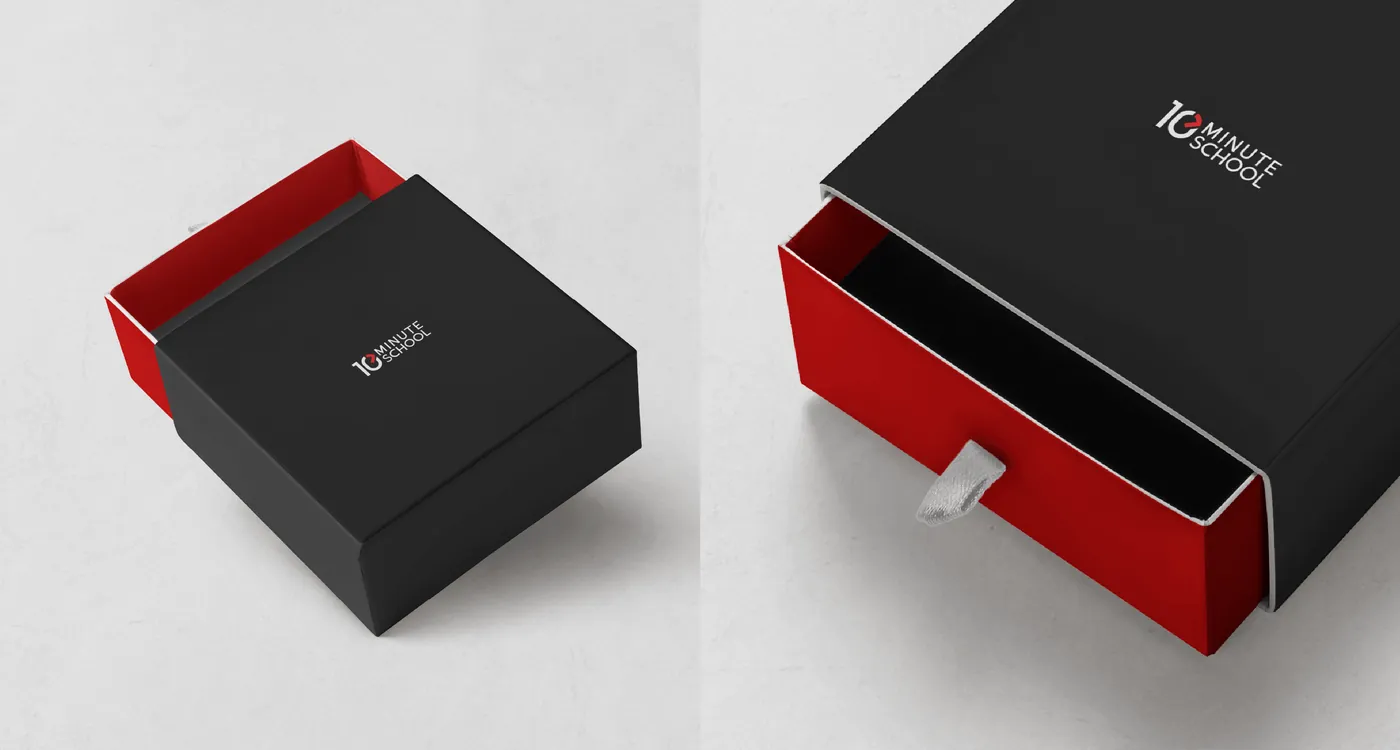 Black sliding gift box with a red inner tray