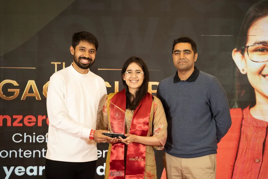 Munzereen Shahid receives her 8-year Legacy Club crest