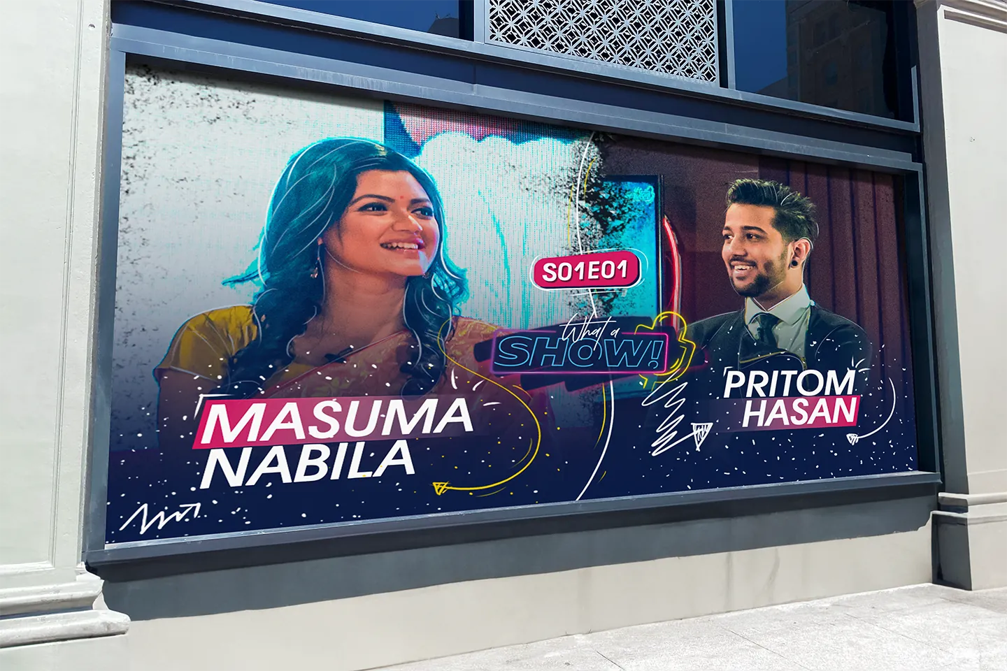 S01E01 billboard on a building