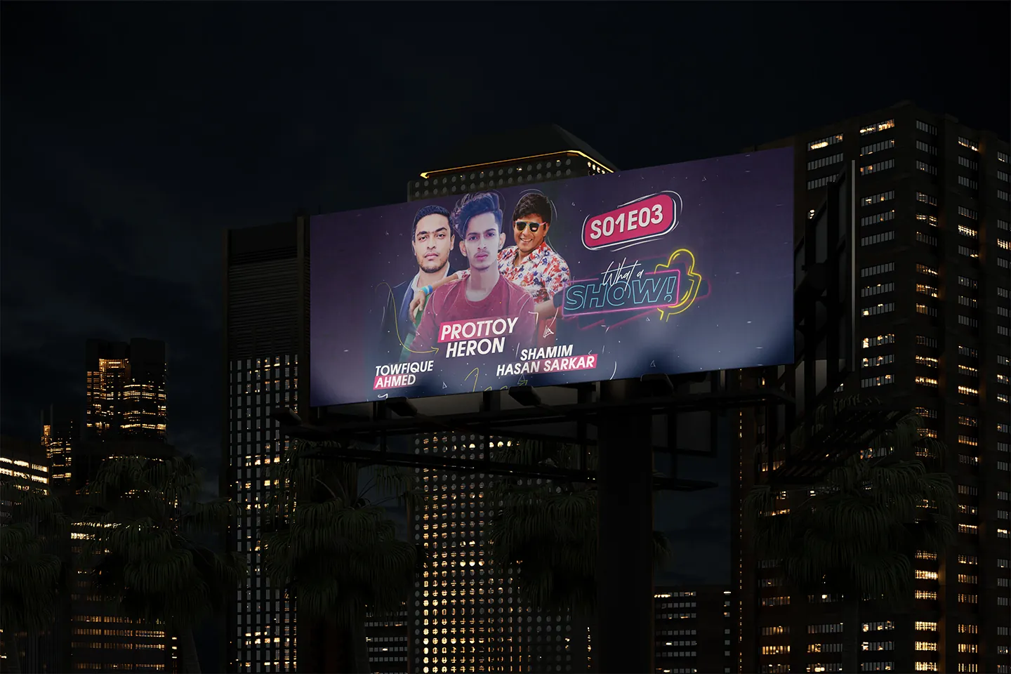 S01E03 billboard over the city at night