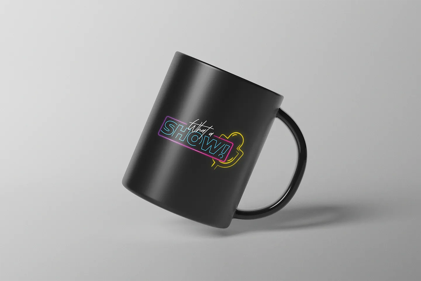A black mug with the sign