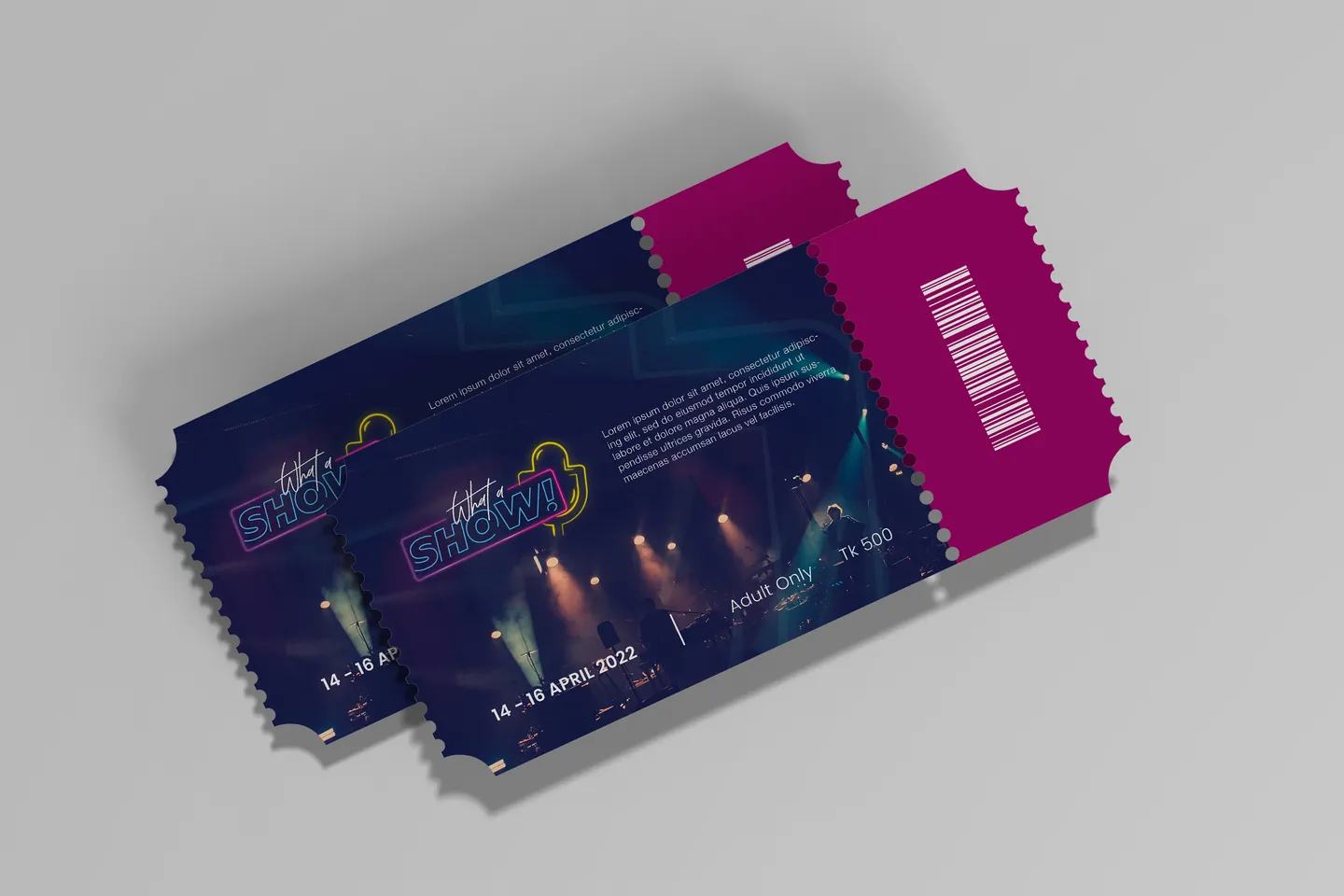Event tickets with the sign